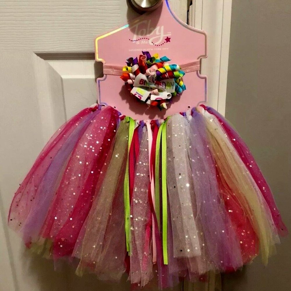 NWT GIRLS BIRTHDAY TUTU & HEADBAND SET Sz 4-6X